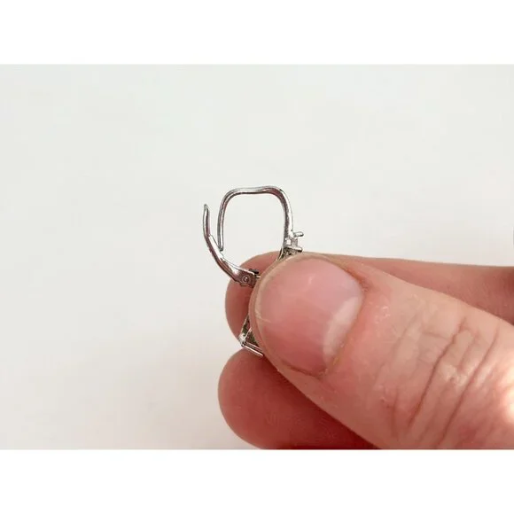 Art Deco Style Vintage Green CZ Sterling Silver Vintage Earrings - Picture 8 of 10